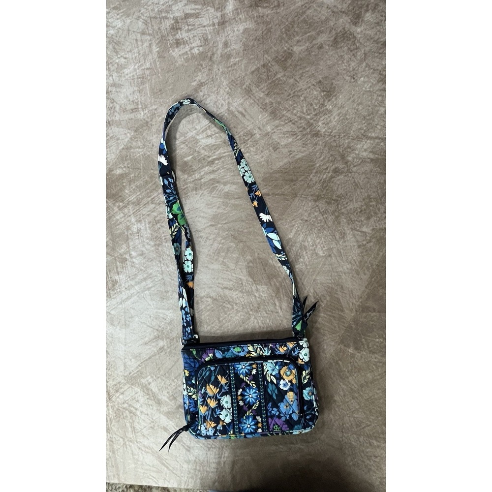 Dark Blue Floral Vera Bradly Adjustable Strap Shoulder Bag